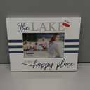 Malden Wood Frame "The LAKE is my happy place" For 4x6" Photo White Navy Blue