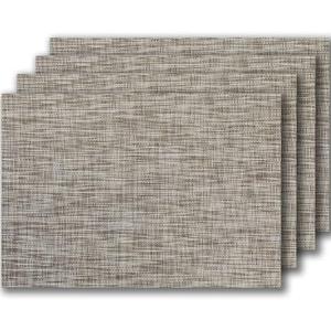 LEXMORE PVC Woven Placemats 4 PCS Wipeable Indoor/Outdoor Table Mats Washable Vinyl Place Mats for Dining Table, Set of 4-Cappuccino