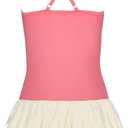 Girls Kids Bathing Suits Polka Dot Simplified/Long Sleeve Daisy Beach Sport 1-Piece Swimsuit(FBA) (Pink)