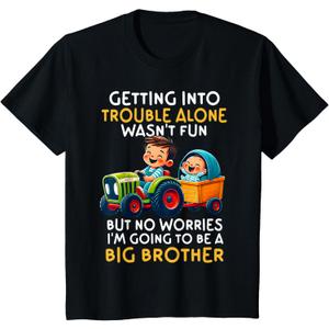 Kids Promoted to Big Brother 2025 Funny Tractor Boys Big Brother T-Shirt, 2T