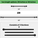 Curtain Rods for Windows 28 to 48 inch, 5/8 inch Black Curtain Rod Set with Brackets, Splicing Adjustable Metal Drapery Rod for Bedroom, Kitchen, Living Room, Matte Black