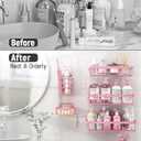 Liuoud 5 Pack Shower Caddy Organizer Rack Shelf for Inside Shower, Adhesive Bathroom Wall Storage Basket Rustproof Stainless Steel Shampoo Holder, Girly Bathroom Accessory Decor Set, Pink