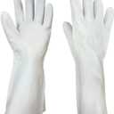 Chemical Resistant Nitrile Gloves Heavy Duty Cleaning Gloves for Household Acid, Alkali, Solvent, Oil Resist, 13" (White, S)