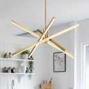 Y'INSP Gold Sputnik Chandeliers Modern LED Linear Chandelier Light 4 Light Pendant Light for Dining Room Foyer Kitchen Island Bedroom Living Room Gold Sputnik Light Fixture, 27.55inch