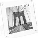 Isaac Jacobs 4 x 4 Clear Plain Acrylic Picture Frame, Magnetic Photo Frame, Made for Tabletop Display with Two-Way Easel