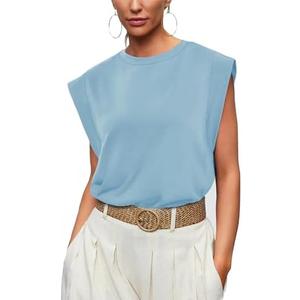 Cap Sleeve Tops for Women Summer Tank Top Basic Tee Shirts Casual Loose Fit 2025 Fashion, L