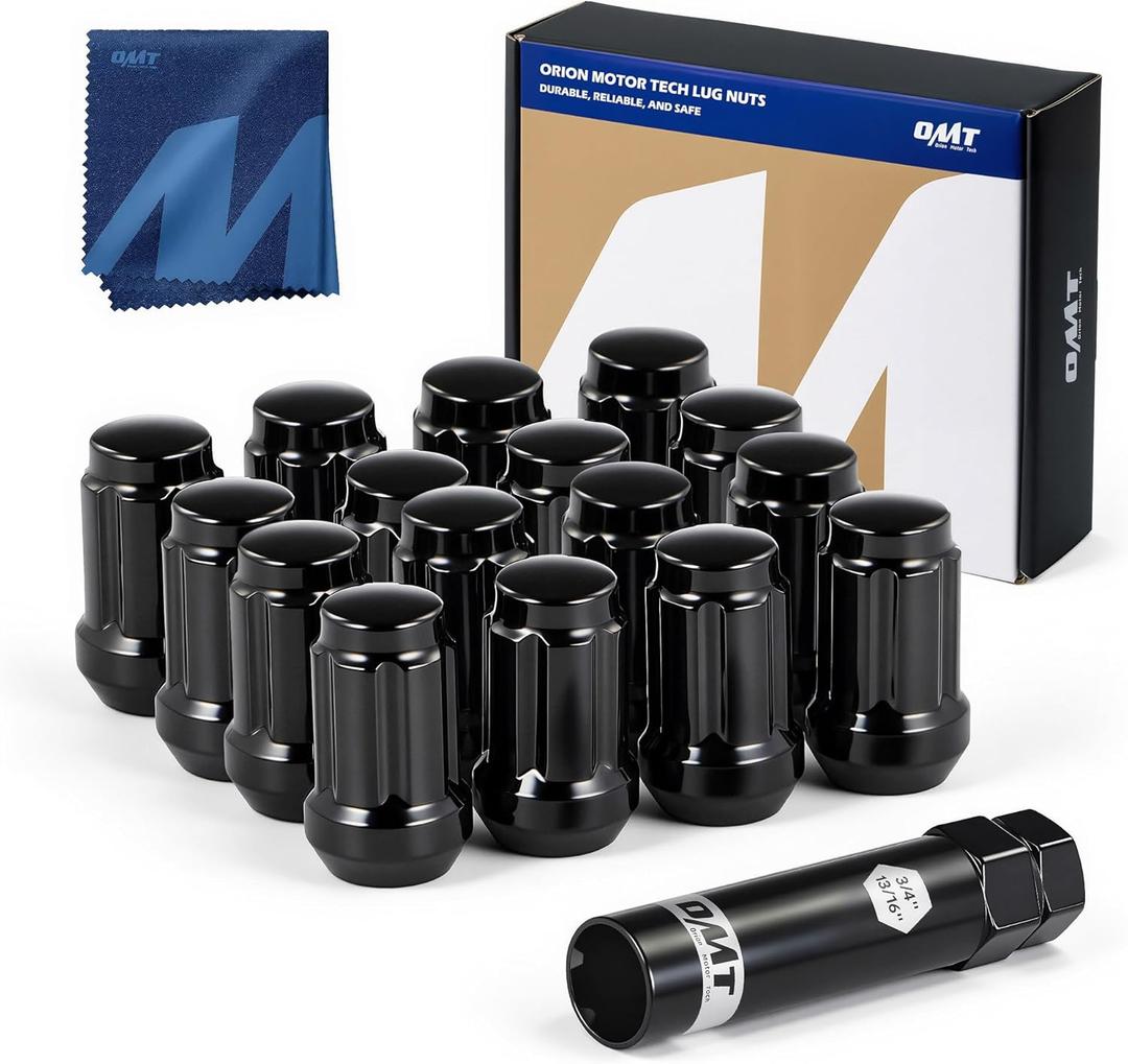 Orion Motor Tech M10x1.25 Lug Nuts, ATV Lug Nuts Compatible with Honda Kawasaki Suzuki Yamaha Can-Am Bombardier Arctic Cat, 10mmx1.25 Wheel Lug Nut Set, Set of 16 (Black)