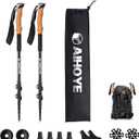 Aihoye Trekking Hiking Poles - 2 Pack Adjustable Walking Sticks, Collapsible Lightweight Aluminum 7075, Hiking Sticks with Quick Flip-Lock and Comfortable Cork Grips (Black)