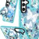 for Samsung Galaxy S23 FE Case for Women - Girls Cute Design Compatible with Magsafe Magnetic Ring Holder Stand Butterfly Phone Covers Aesthetic Girly TPU Funda for S23 FE