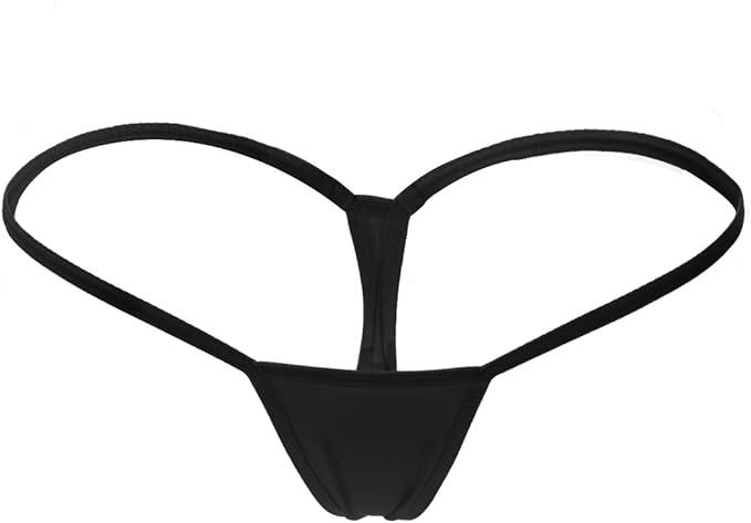 ETAOLINE Women's Low Rise Micro Back G-string Thong Panty Underwear (Black - Pack of 2)