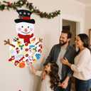 PEACELOVER DIY Felt Christmas Snowman Game Set for Kids, Wall Hanging Snowman Kit Xmas Gifts for Christmas Decorations with 36 Detachable Ornament 3.2 ft (White Snowman)