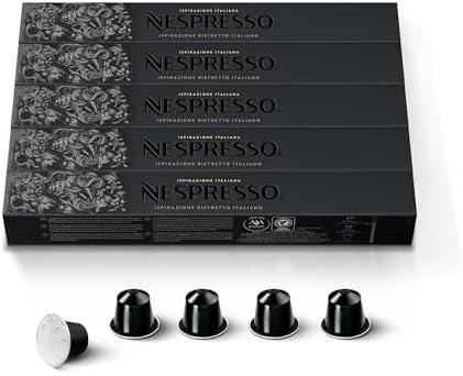 Nespresso Capsules Original Line, Ristretto Intenso, Dark Roast Coffee, 50 Count Coffee Pods