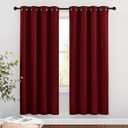 NICETOWN Blackout Curtain Panel Grommet - Home Decorations Thermal Insulated Solid Grommet Top Blackout Living Room Panels/Drapes for Gift (Burgundy Red, 1 Pair, 46 x 72-Inch)