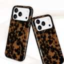 Jusy Magnetic Brown Tortoise Shell Phone Case for iPhone 15 Plus,Black | Compatible with MagSafe,Cute Aesthetic Cheetah Leopard Design,TPU and PC Protective Shockproof Cover