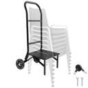 VEVOR Folding Chair Rack, 150 LBS Capacity, Heavy-Duty Chair Cart for Stacking 10 Chairs, Multi-Function Metal Chair Storage Dolly with Rubber Wheels, Push-Style Chair Holder, Matte Black