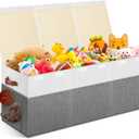 Extra Large Toy Storage Box with Lid, Collapsible Sturdy Toys Chest Storage Organizer Bin Basket with Divider for Kids, Boys, Girls, Closet, Playroom, Bedroom, Nursery, 40"X14"X16", Gray & White