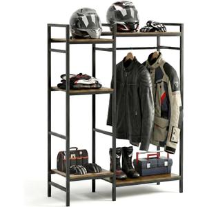 TONGMO Motorcycle Gear Rack, Heavy Duty Helmet Stand, Large Motorcycle Gear Storage Rack for Helmet, Jacket, Boots & Riding Accessories