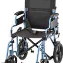 NOVA Transport Chair  Lightweight Folding Aluminum Wheelchair with Flip-Up Arms, Locking Handbrakes, 8 & 12 All-Terrain Wheels  Collapsible Travel Chair for Adults up to 300 lbs - Blue