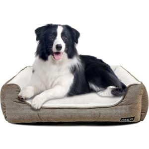 Durable Square Dog Bed - Machine Washable, Comfortable for Medium Dogs (30 INCH, Brown)
