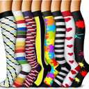 QUXIANG Copper Compression Socks for Women & Men Circulation (8 Pairs) - Best for Running Athletic Cycling - 15-20 mmHg (M)