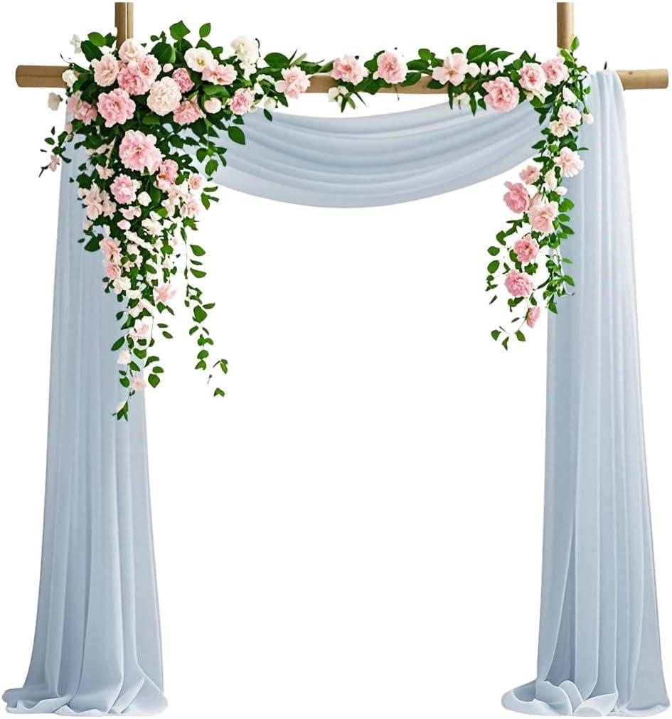 Backdrop Curtains Chiffon, Dusty Blue 29" x 20ft Curtain Panel Ceremony Decor