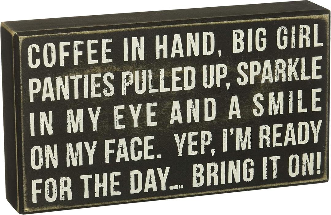 Primitives by Kathy 19435 Word Box Sign, Coffee in Hand