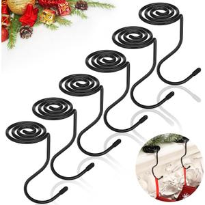 Shimeyao 6 Pack Christmas Stocking Holder Multi-use Black Stocking Hooks for Fireplace and Mantle Metal Hooks Garland Hanger for Hanging Garland Balls Fireplace Decoration Supplies