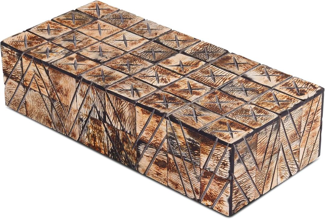 Handicrafts Home Decorative Storage Box 10x4.5  Remote Control Holder, Jewelry Organizer, Modern Decorative Box with Lid, Boho Chic Home Dcor Accent, Vintage Memory Box for Living Room Shelf Dcor (KEPT-PARADOX)
