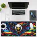 NIYLYNSYN Mouse Pad Large Flag with an Eagle Non-Slip Gaming Desk Mat with Stitched Edge Laptop Keyboard Desk Pad for Work Home Gaming (35.4 x 15.7 Inches)