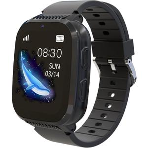 4G Kids Smart Watch Boys with GPS Tracker, Kids Cell Phone Watch with Video and Voice Calling Texting Camera One Key SOS School Mode Alarm Pedometer Waterproof Birthday Gifts for Boys Age 4-12(Black)