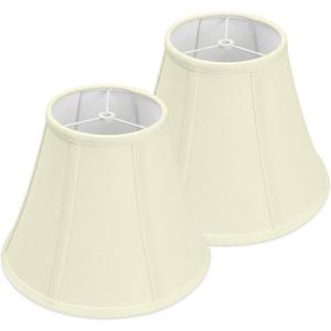Cream Bell Lamp Shades Set of 2, 6.7" x 13" x 10" Fabric Replacement Lampshades for Table Lamps, Spider Fitter Lamp Shades for Home Decoration in Living Room, Bedroom, Easy Assembly Required