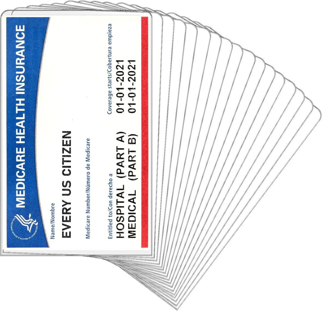 Zonon 200 Pieces New Medicare Card Holder Protector Sleeves 12 Mil Clear PVC Water Resistant Vaccine Card Holder Waterproof Plastic Protective Sleeves for Credit Business