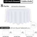 8 Pack White Round Tablecloth 120 Inch White Table Cloth Stain and Wrinkle Resistant Reusable and Washable Polyester Fabric Table Covers for Buffet Wedding Party and Banquet