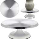 Geelin Sculpting Wheel Heavy Duty Aluminium Alloy Revolving Pottery Stand Construction Turntable with Ball Bearings for Ceramics, Pottery Clay Model Making Clay Decorating Supplies(White,12 Inch)