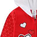 Hello Kitty Sanrio Girls Fleece Zip Up Hoodie with Ears for Big Kids (Red)