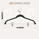 Korpai 36-Pack Black Velvet Hangers with Clips Adjustable,Adult Hangers,Outfit Hanger,Heavy-Duty,Felt,Non-Slip,Space Saving, for Pants, Skirts, Suits,Coats, Dresses ect.