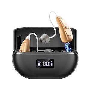 OTC Hearing Aids for Seniors & Adults - Rechargeable, 25+ Hour Battery Life, Advanced Noise Cancellation, 5-Level Volume & Memory, Clear Sound, Comfort-Fit