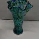 9.0" H Teal Glass Vases for Flowers, Hand Blow Glass Vase Teal Home Decor, Wide Mouth Green Flower Vase Centerpieces, for Bookshelf,Dinner Table,Indoor Office Desktop,Meeting Room,Bathroom,Countertop