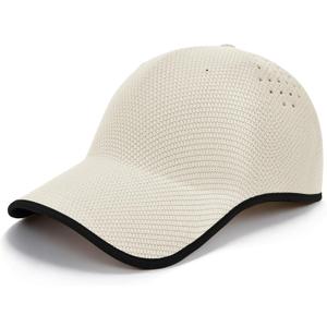 ZOORON Uncrushable Baseball Cap, Lightweight Hats with Breathable Air Holes, Low Profile Dad Hat for Travel Running Golf (White)