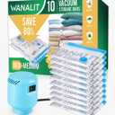Vacuum Storage Bags with Electric Pump, 10 Pack Medium Size28"x 18" Reusable Compression Space Saving Bag for Clothes, Bedding, Mattress, Blankets, Pillows, Comforters, Travel