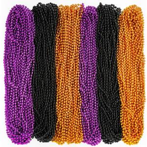 2 x EOBOH 100PCS Halloween Beads, Purple Black Orange Bead Party Favors, 33" Halloween Toy Necklaces Accessories, Festival Parade Throw Accessories for Trick or Treat Decorations