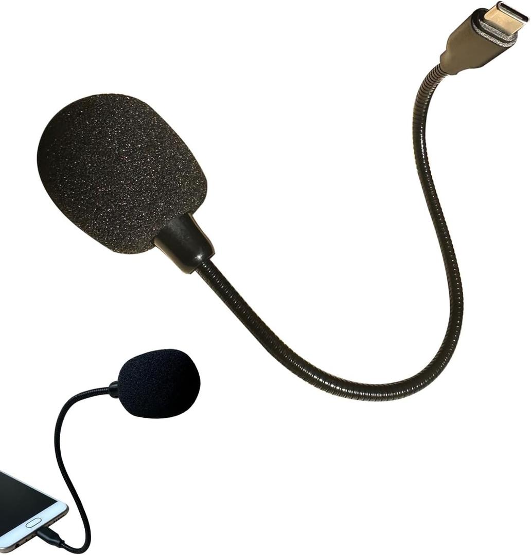 USB C Microphone, Type C Gooseneck MIC Compatible with MacBook Pro/Air, iPad Pro 13/12.9/11, iPad Air 13/5th/4th, Samsung S25/S24/S23, Tab S10/S8/S7, Pixel 9/8/7/6 Pro, Laptop