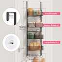 SWTYMIKI Over The Door Purse Organizer - Wall Mounted Purse Rack with 4 Adjustable Metal Basket and 6 Hooks, Hanging Bag Rack for Handbag Organizer, Bag Storage Can Use As 1/2 Part, for Door, Closet
