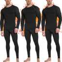 OYGSieg 3 or 2 Set Men's Thermal Underwear Long Johns with Fleece Lined, Thermals for Men Base Layer Cold Weather Top Bottom (Large)