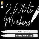 ARTISTRO 2 White Acrylic Paint Markers - 0.7mm Extra Fine-Tip Paint Pens - Perfect for Crafting, Art Projects, & More 2 pac