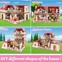 Family Cozy Cabin Doll House Playset, Dollhouse Furniture and Accessories,DIY Cottage Pretend Play Dollhouses, for Toddlers, Boys & Girls