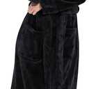 Turquaz Oversize Premium Luxury Ultra Soft Warm Robes for Women Plush Fleece Bathrobe for Women with and Spacious Pockets (Black, S)