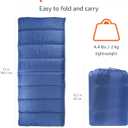 Amazon Basics 30F Cool Weather Sleeping Bag for Adults, Warm and Comfortable, Compact Lightweight, 75" x 33", Blue