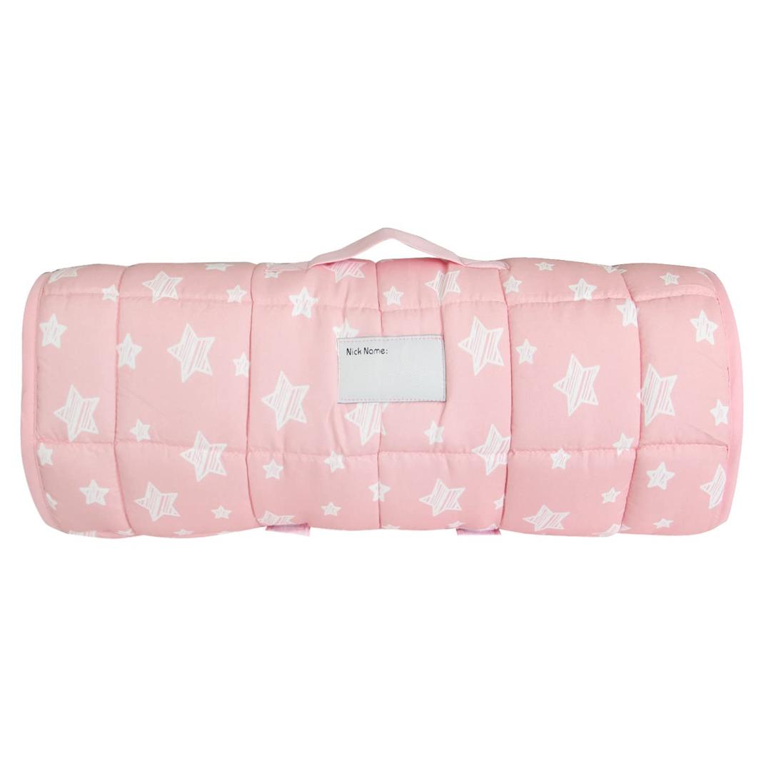 Toddler Nap Mat Pink for Girls Toddlers Sleeping Mat and Fleece Blanket, Lightweight Perfect for Toddlers Preschool, Daycare, Travel Sleeping Bag, Fit Standard Cot
