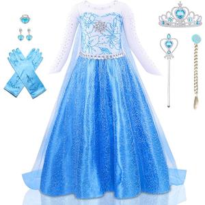 Princess Dress Costume for Girls Halloween Party Cosplay Princess Dress Up Snow Queen Fancy Dress Up Birthday Outfit, 110